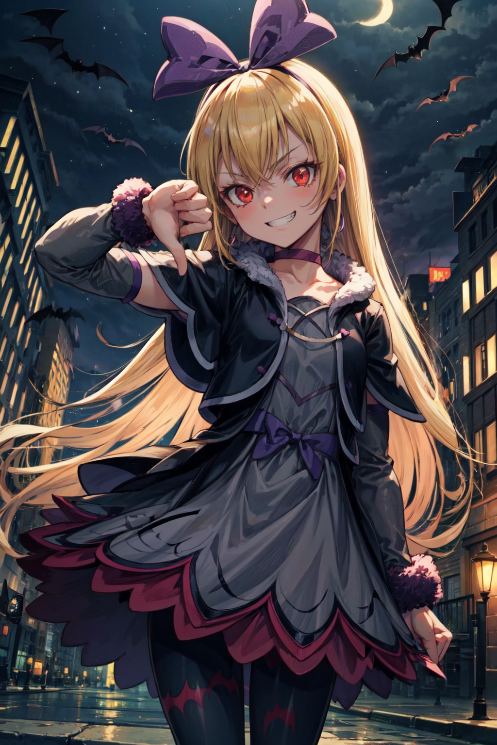 01069-1925247551-masterpiece,best quality,1girl,regina,(purple ribbon, hair ribbon, red eyes),blonde hair,long hair,grey skirt,pantyhose,bat prin.png